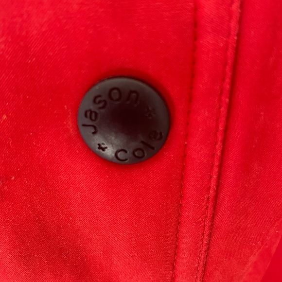 RED COAT by Jason Cole with Black Fur Sleeves & Collar - Picture 14 of 15